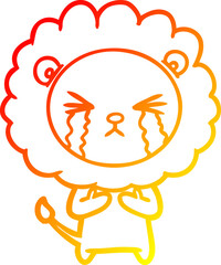 warm gradient line drawing cartoon crying lion