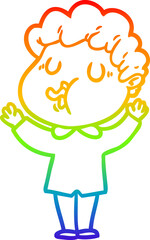 rainbow gradient line drawing cartoon man singing