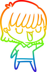 rainbow gradient line drawing cartoon woman