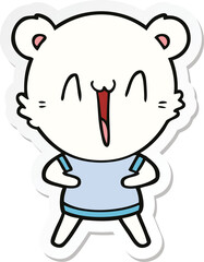 sticker of a happy polar bear cartoon