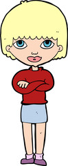 cartoon woman with folded arms
