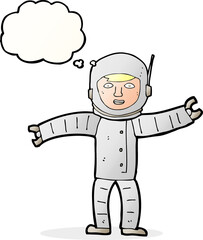 cartoon space man with thought bubble