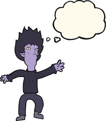 cartoon vampire with thought bubble