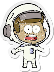 Obraz premium distressed sticker of a cartoon surprised astronaut