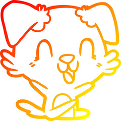 warm gradient line drawing laughing cartoon dog