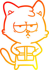 warm gradient line drawing bored cartoon cat
