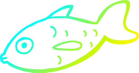 cold gradient line drawing cartoon fish