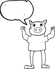 speech bubble cartoon pig man
