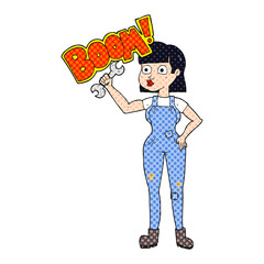 cartoon mechanic woman