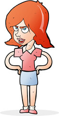 cartoon annoyed woman with hands on hips
