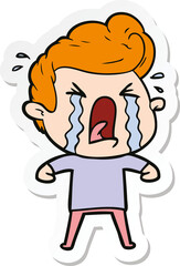 sticker of a cartoon crying man