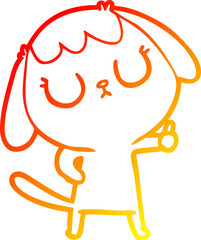 warm gradient line drawing cute cartoon dog