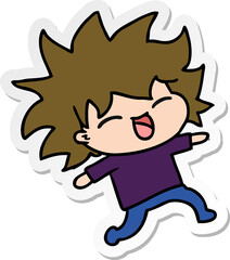 sticker cartoon of cute kawaii girl