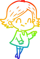 rainbow gradient line drawing cartoon friendly girl