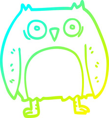 cold gradient line drawing funny cartoon owl