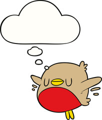 cartoon christmas robin and thought bubble