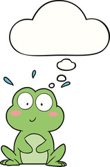 cute cartoon frog and thought bubble