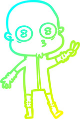 cold gradient line drawing cartoon weird bald spaceman