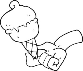black and white cartoon ice cream