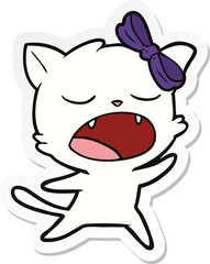 sticker of a cartoon singing cat