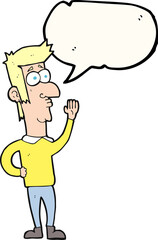 speech bubble cartoon man waving