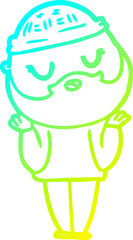 cold gradient line drawing cute cartoon man with beard