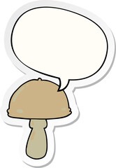 cartoon mushroom and speech bubble sticker