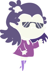 cute flat color style cartoon cool vampire girl