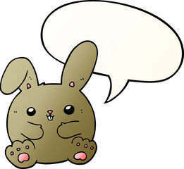cartoon rabbit and speech bubble in smooth gradient style