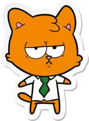 sticker of a bored cartoon cat