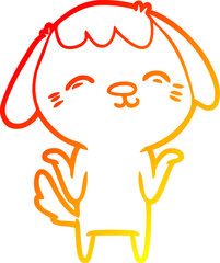 warm gradient line drawing happy cartoon dog