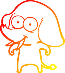 warm gradient line drawing happy cartoon elephant