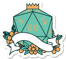 natural twenty D20 dice roll sticker