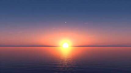 Fototapeta premium Minimalist Horizons, A Serene Sun and Sky Collection AI Generated 