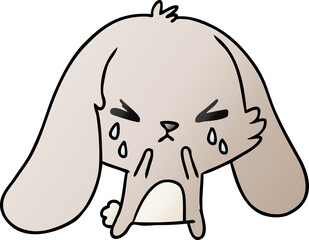 gradient cartoon of cute kawaii sad bunny
