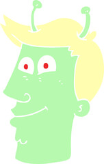 flat color illustration of a cartoon alien man