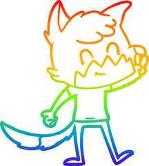 rainbow gradient line drawing cartoon friendly fox