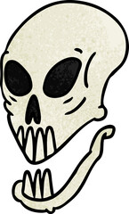 textured cartoon doodle of a skull head