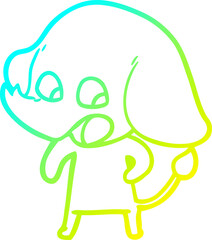 cold gradient line drawing cute cartoon elephant