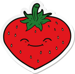 sticker of a cartoon strawberry