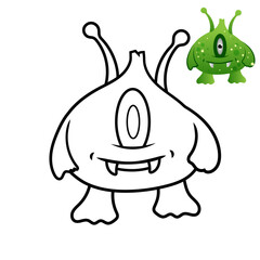 Coloring Pages for kids Education Cute monster cartoon vector icon illustration. monster holiday icon concept isolated