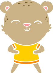 happy flat color style cartoon bear