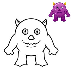 Coloring Pages for kids Education Cute monster cartoon vector icon illustration. monster holiday icon concept isolated
