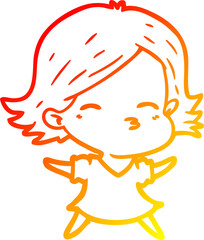 warm gradient line drawing cartoon woman