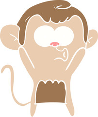 flat color style cartoon surprised monkey