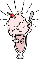 traditional tattoo style ice cream character