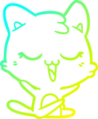 cold gradient line drawing cartoon cat