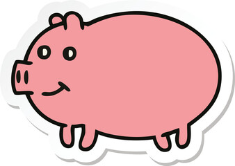 sticker of a cute cartoon pig
