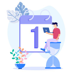 Illustration vector graphic cartoon character of business schedule