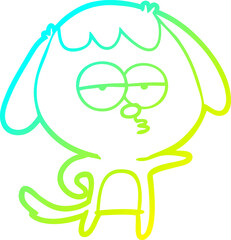 cold gradient line drawing cartoon bored dog
